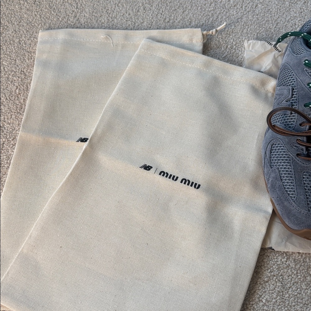 Miu Miu Gray Sneakers with Green and White Laces - Picture 5 of 9
